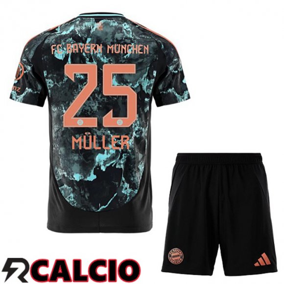 Seconda Maglia Bayern Monaco (Müller 25) Bambino Nero 2024/2025