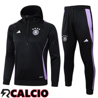 Tuta Calcio - Felpa Con Cappuccio Germania Nero 2024/2025  Tuta Calcio - Felpa Con Cappuccio Germania Nero 2024/2025