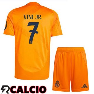 Seconda Maglia Real Madrid (Vini Jr. 7) Bambino Arancia 2024/2025