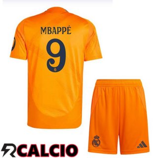 Seconda Maglia Real Madrid (Mbappé 9) Bambino Arancia 2024/2025