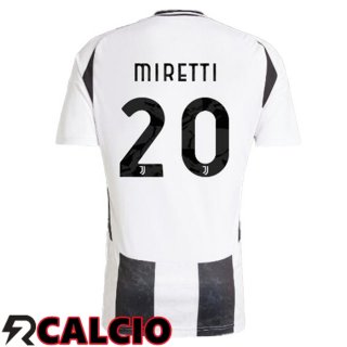 Prima Maglia Juventus (MIRETTI 20) Nero Bianco 2024/2025  Prima Maglia Juventus (MIRETTI 20) Nero Bianco 2024/2025