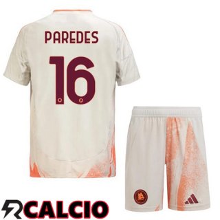 Seconda Maglia AS Roma (PAREDES 16) Bambino Bianco 2024/2025