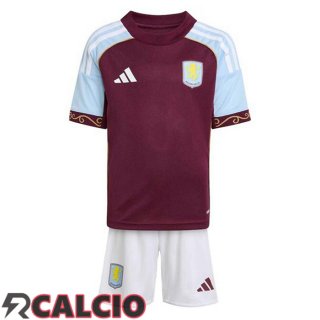 Prima Maglie Calcio Aston Villa Bambino Rosso 2025/2026  Prima Maglie Calcio Aston Villa Bambino Rosso 2025/2026