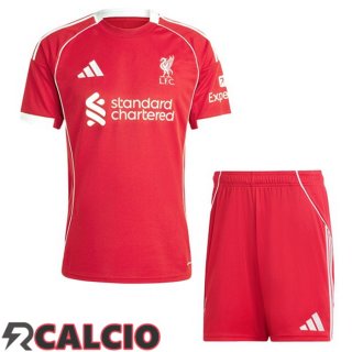 Prima Maglie Calcio FC Liverpool Bambino Rosso 2025/2026  Prima Maglie Calcio FC Liverpool Bambino Rosso 2025/2026
