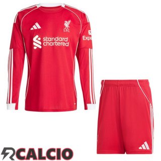 Prima Maglia FC Liverpool Bambino Manica Lunga Rosso 2025/2026  Prima Maglia FC Liverpool Bambino Manica Lunga Rosso 2025/2026