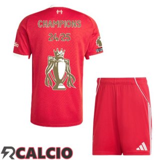 Prima Maglia FC Liverpool Bambino Champions Edizione Speciale Rosso 2025/2026  Prima Maglia FC Liverpool Bambino Champions Edizione Speciale Rosso 2025/2026