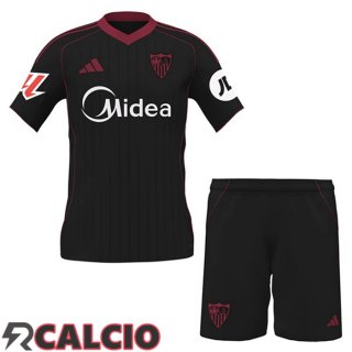 Terza Maglie Calcio Sevilla FC Bambino Nero 2025/2026  Terza Maglie Calcio Sevilla FC Bambino Nero 2025/2026