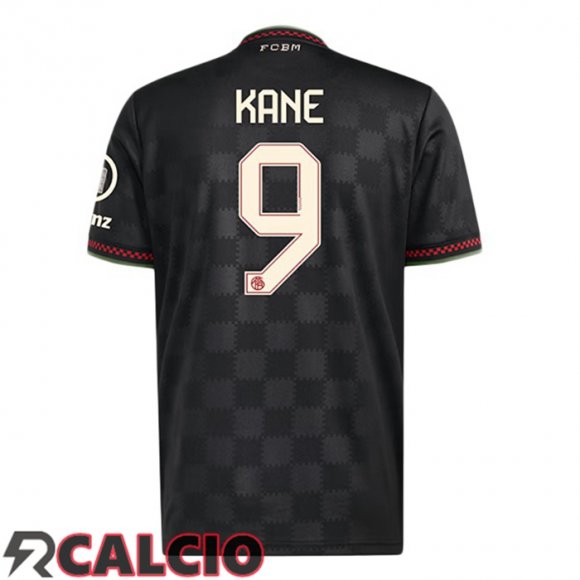 Terza Maglia Bayern Monaco (Kane 9) Nero 2025/2026  Terza Maglia Bayern Monaco (Kane 9) Nero 2025/2026
