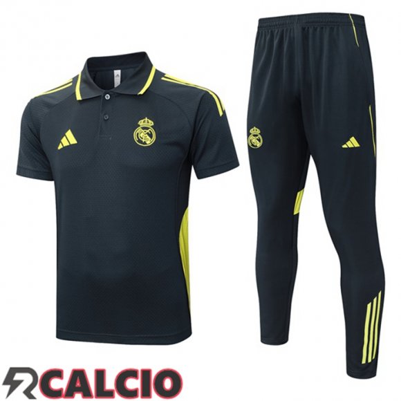 Insieme Polo Real Madrid + Pantaloni Grigio 2025/2026  Insieme Polo Real Madrid + Pantaloni Grigio 2025/2026