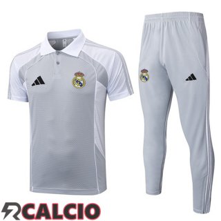 Insieme Polo Real Madrid + Pantaloni Bianco Grigio 2025/2026