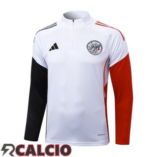 Felpa Allenamento AFC Ajax Bianco Nero Rosso 2025/2026  Felpa Allenamento AFC Ajax Bianco Nero Rosso 2025/2026