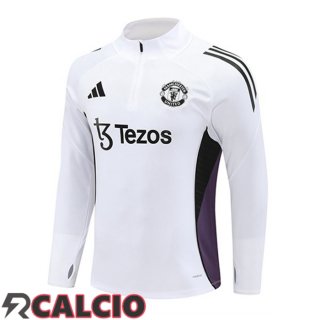 Felpa Allenamento Manchester United Bianco 2025/2026  Felpa Allenamento Manchester United Bianco 2025/2026