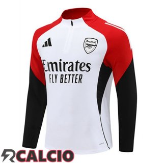 Felpa Allenamento Arsenal Bianco Nero Rosso 2025/2026  Felpa Allenamento Arsenal Bianco Nero Rosso 2025/2026