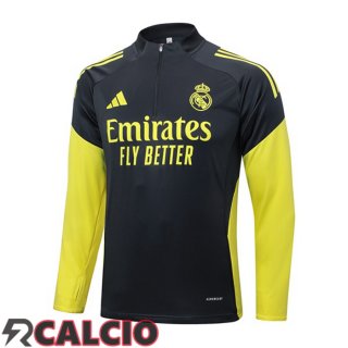 Felpa Allenamento Real Madrid Grigio Giallo 2025/2026  Felpa Allenamento Real Madrid Grigio Giallo 2025/2026