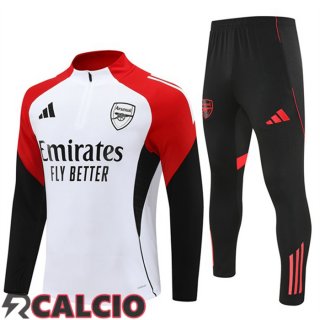 Insieme Tuta Calcio Arsenal Bianco Nero Rosso 2025/2026  Insieme Tuta Calcio Arsenal Bianco Nero Rosso 2025/2026