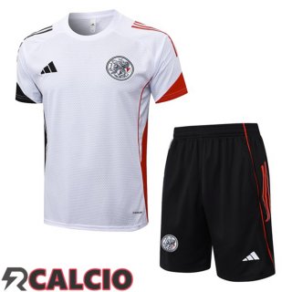 Insieme T Shirt Allenamento AFC Ajax + Pantaloncini Bianco 2025/2026