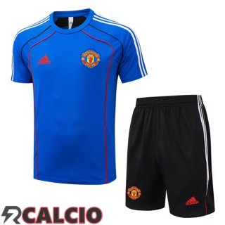 Insieme T Shirt Allenamento Manchester United + Pantaloncini Blu 2025/2026