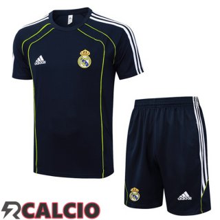 Insieme T Shirt Allenamento Real Madrid + Pantaloncini Blu Reale 2025/2026  Insieme T Shirt Allenamento Real Madrid + Pantaloncini Blu Reale 2025/2026