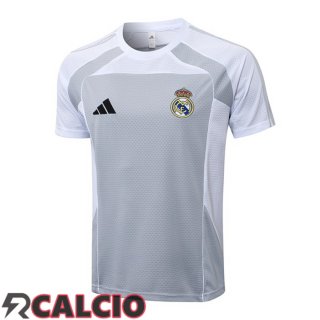 T Shirt Allenamento Real Madrid Bianco Grigio 2025/2026  T Shirt Allenamento Real Madrid Bianco Grigio 2025/2026