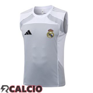 Canotta Allenamento Real Madrid Bianco Grigio 2025/2026  Canotta Allenamento Real Madrid Bianco Grigio 2025/2026
