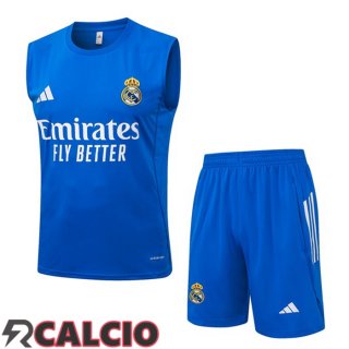 Canotta Allenamento Real Madrid + Pantaloncini Blu 2025/2026  Canotta Allenamento Real Madrid + Pantaloncini Blu 2025/2026