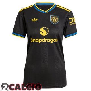Terza Maglie Calcio Manchester United Donna Nero 2025/2026  Terza Maglie Calcio Manchester United Donna Nero 2025/2026