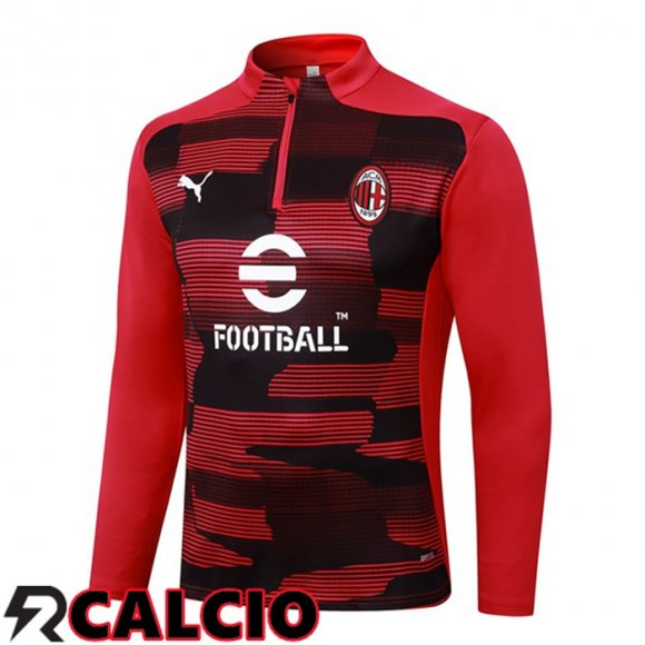 Felpa Allenamento AC Milan Nero Rosso 2024/2025  Felpa Allenamento AC Milan Nero Rosso 2024/2025
