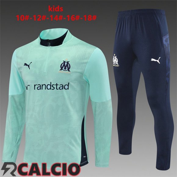 Insieme Tuta Calcio Marsiglia OM Bambino Verde 2025/2026  Insieme Tuta Calcio Marsiglia OM Bambino Verde 2025/2026