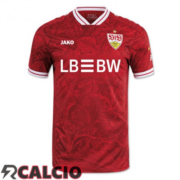 Seconda Maglie Calcio VfB Stuttgart Rosso 2025/2026  Seconda Maglie Calcio VfB Stuttgart Rosso 2025/2026