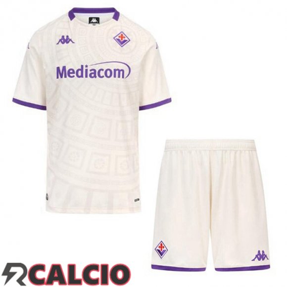 Seconda Maglie Calcio ACF Fiorentina Bambino Bianco 2025/2026  Seconda Maglie Calcio ACF Fiorentina Bambino Bianco 2025/2026