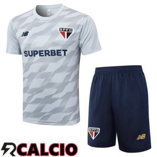 Insieme T Shirt Allenamento Sao Paulo FC + Pantaloncini Grigio 2024/2025