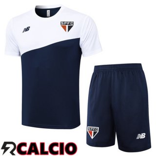 Insieme T Shirt Allenamento Sao Paulo FC + Pantaloncini Bianco Blu Reale 2024/2025