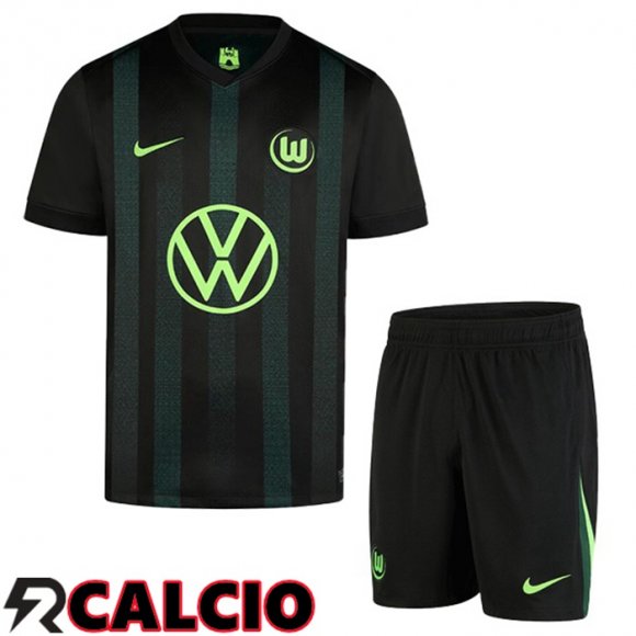 Seconda Maglia Vfl Wolfsburg Bambino Nero 2024/2025  Seconda Maglia Vfl Wolfsburg Bambino Nero 2024/2025