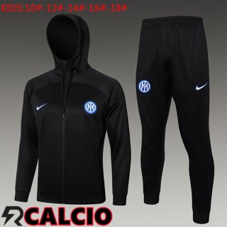 Insieme Giacca Con Cappuccio Tuta Inter Milan Bambino Nero2024/2025