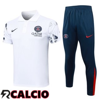 Insieme Polo Paris PSG + Pantaloni Bianco 2024/2025  Insieme Polo Paris PSG + Pantaloni Bianco 2024/2025