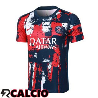 T Shirt Allenamento Paris PSG Blu Reale Rosso 2024/2025