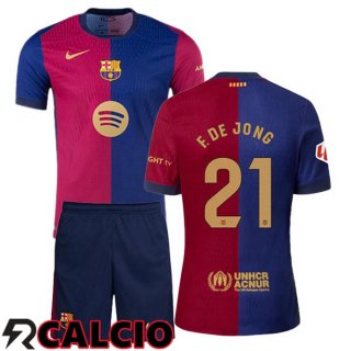 Prima Maglia FC Barcellona (F. DE JONG 21) Bambino Blu Rosso 2024/2025