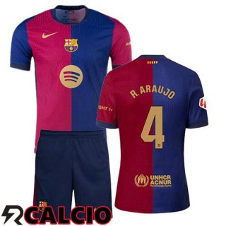 Prima Maglia FC Barcellona (R. ARAUJO 4) Bambino Blu Rosso 2024/2025
