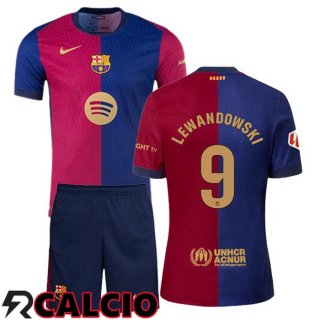 Prima Maglia FC Barcellona (LEWANDOWSKI 9) Bambino Blu Rosso 2024/2025