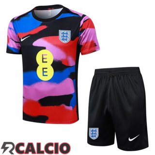 Insieme T Shirt Allenamento Inghilterra + Pantaloncini Blu Rosso Nero 2025/2026