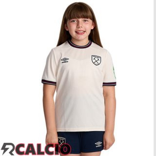 Seconda Maglie Calcio West Ham United Bambino Bianco 2025/2026  Seconda Maglie Calcio West Ham United Bambino Bianco 2025/2026