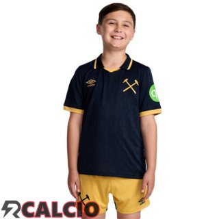 Terza Maglie Calcio West Ham United Bambino Nero 2025/2026  Terza Maglie Calcio West Ham United Bambino Nero 2025/2026