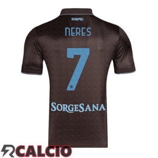 Terza Maglia SSC Napoli (David Neres 7) Marrone 2025/2026  Terza Maglia SSC Napoli (David Neres 7) Marrone 2025/2026