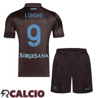 Terza Maglia SSC Napoli (Romelu Lukaku 9) Bambino Marrone 2025/2026  Terza Maglia SSC Napoli (Romelu Lukaku 9) Bambino Marrone 2025/2026