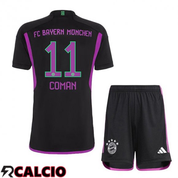 Seconda Maglia Bayern Monaco (Coman 11) Bambino Nero 2023/2024