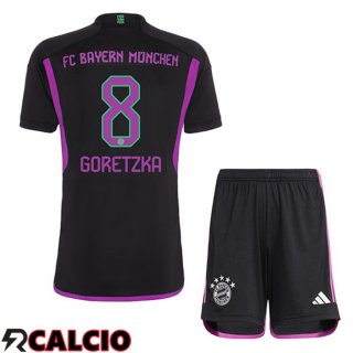 Seconda Maglia Bayern Monaco (Goretzka 8) Bambino Nero 2023/2024