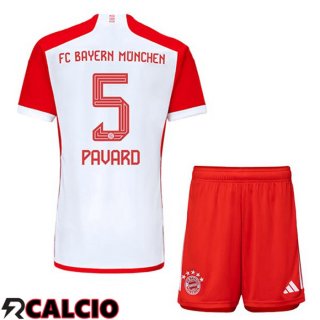 Prima Maglia Bayern Monaco (Pavard 5) Bambino Bianco Rosso 2023/2024
