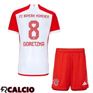 Prima Maglia Bayern Monaco (Goretzka 8) Bambino Bianco Rosso 2023/2024