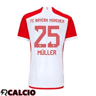 Prima Maglia Bayern Monaco (Müller 25) Bianco Rosso 2023/2024  Prima Maglia Bayern Monaco (Müller 25) Bianco Rosso 2023/2024