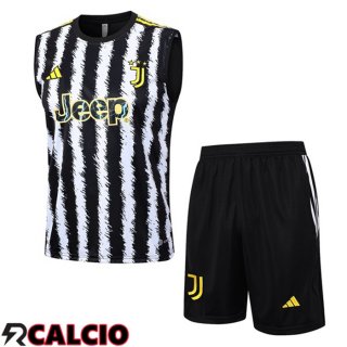 Canotta Calcio Juventus + Pantaloncini Nero Bianco 2023/2024  Canotta Calcio Juventus + Pantaloncini Nero Bianco 2023/2024